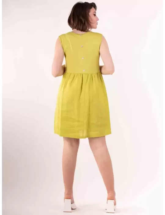 Rubamori plus size and pregnant acid green linen sundress