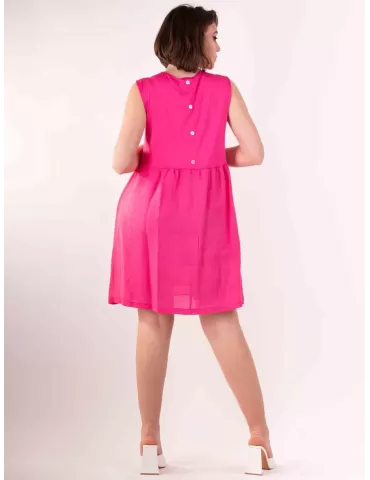 Rubamori plus size and pregnant fuchsia linen sundress 2