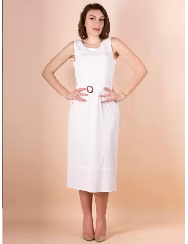 Paz Torras maxi tank top white sundress with belt and splits Plus size 2