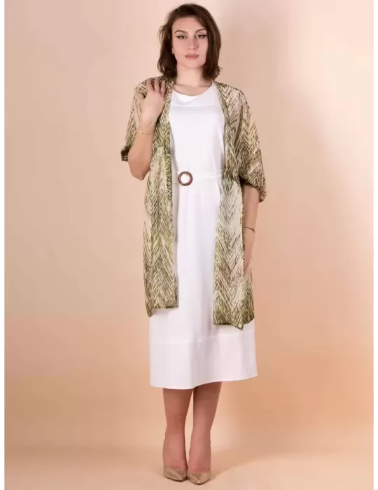 Paz Torras white long sundress with belt and splits