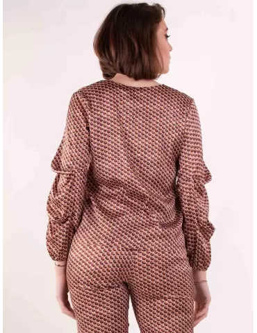 Frida Madè brown micro printed silk blouse shirt 2
