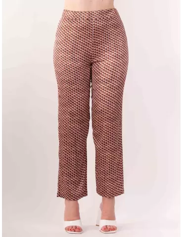 Frida Madè online | Pantaloni palazzo raso di seta sul marrone