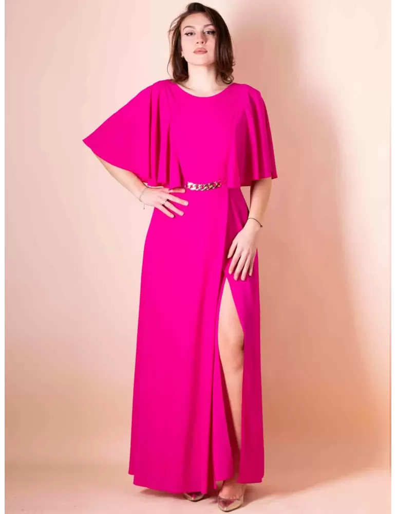 Casting 2023 | Abito lungo fucsia con maniche e spacco fino alla tg 54 Casting 2023 | Abito lungo fucsia con maniche e spacco fino alla tg 54