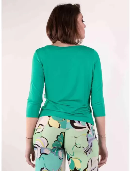 Francesca Mercuriali T-shirt verde con fiocco strass fino alla tg 60