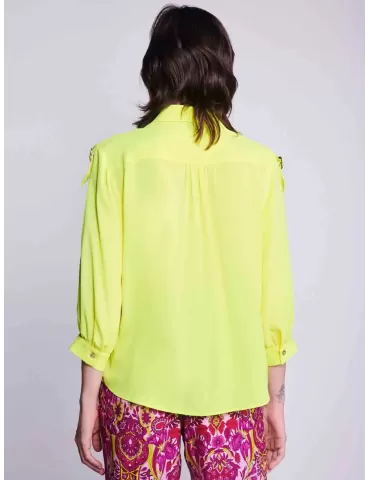 Zanetti Italy lemon yellow silk wide shirt 2