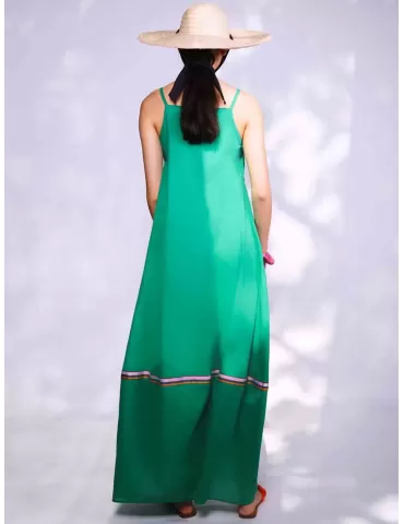 Zanetti Italy Maxi tank top emerald green balloon curvy summer dress 2