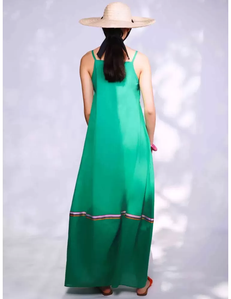 Zanetti Italy Maxi tank top emerald green balloon curvy summer dress