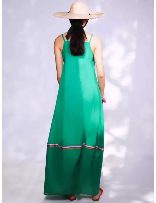 Zanetti Italy Maxi tank top emerald green balloon curvy summer dress