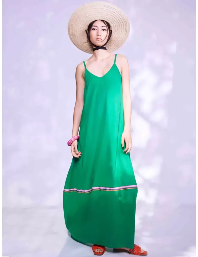 Zanetti Italy Maxi tank top emerald green balloon curvy summer dress Zanetti Italy Maxi tank top emerald green balloon curvy summer dress