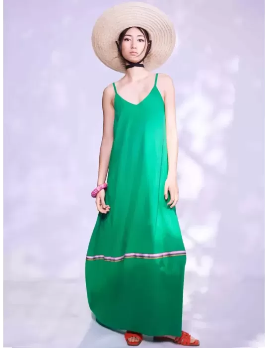 Zanetti Italy Maxi tank top emerald green balloon curvy summer dress Zanetti Italy Maxi tank top emerald green balloon curvy summer dress