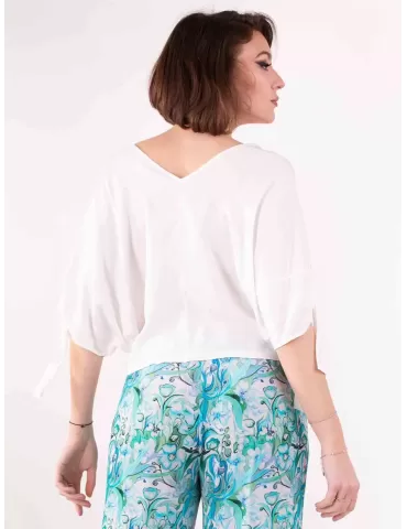 Frida Madè plain white silk pull-on kimono blouse shirt 2