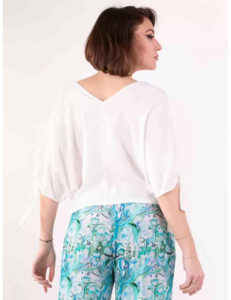 Frida Madè plain white silk pull-on kimono blouse shirt