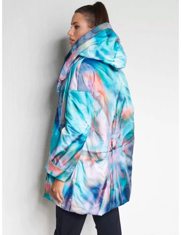 My day Woman | Over size turquoise printed parka hooded jacket