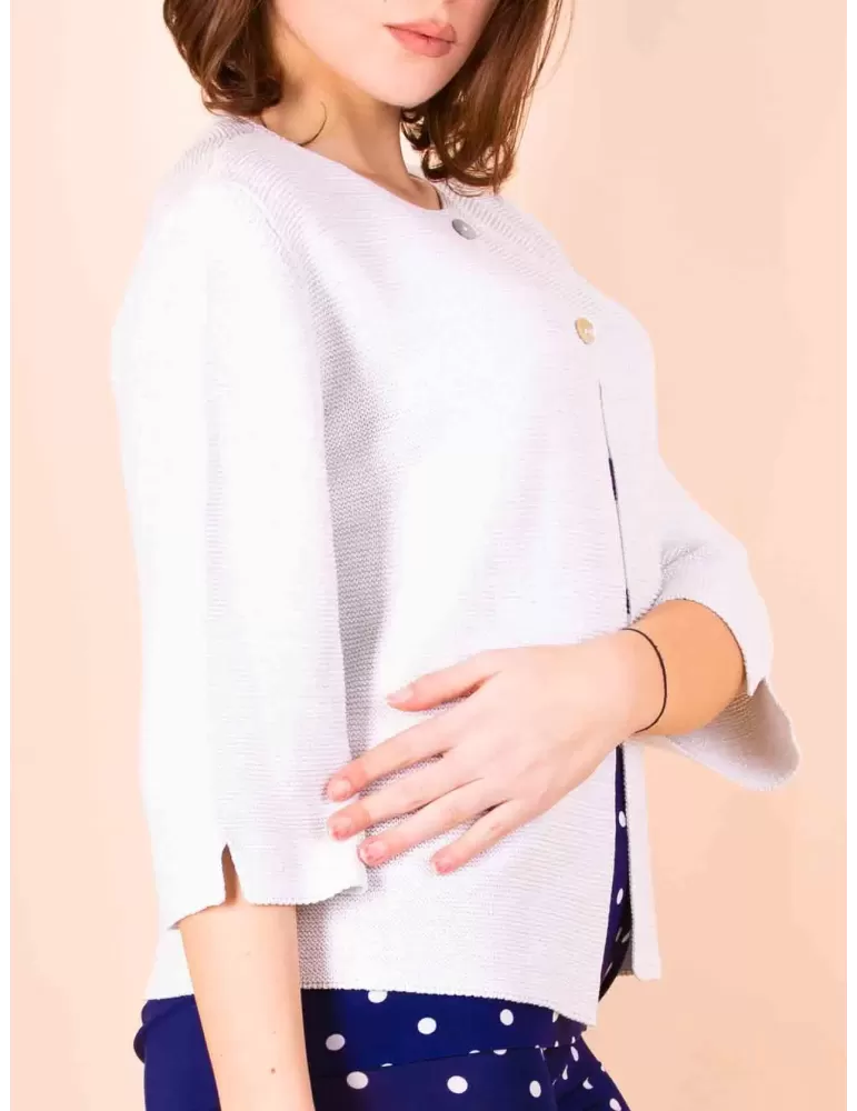 Volpato sand cotton knitted jacket with golden lurex thread Plus size