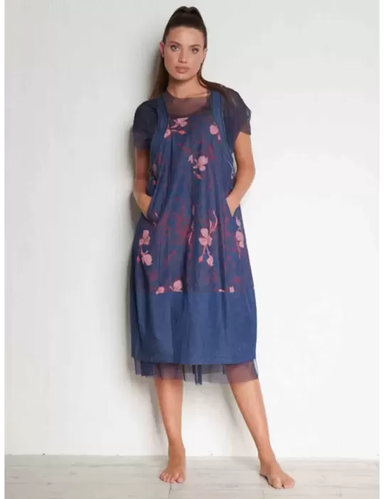 Abito jeans salopette denim cotone blu | My Day oversize online Abito jeans salopette denim cotone blu | My Day oversize online