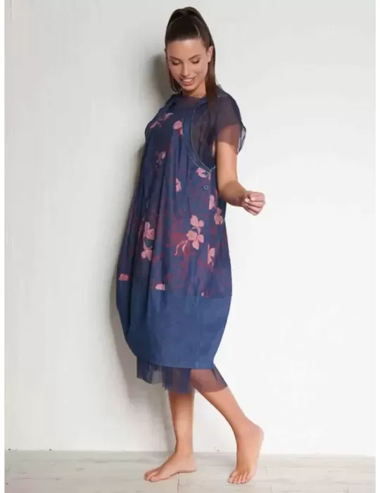 Abito jeans salopette denim cotone blu | My Day oversize online
