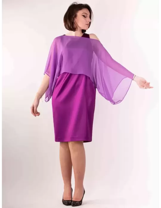 Maesta Milano 2023 | Poncho coprispalle chiffon di pura seta viola