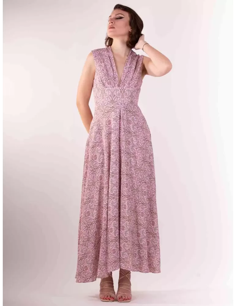 Maesta Milano 2023 | Plus size pink floral silk long dress Maesta Milano 2023 | Plus size pink floral silk long dress
