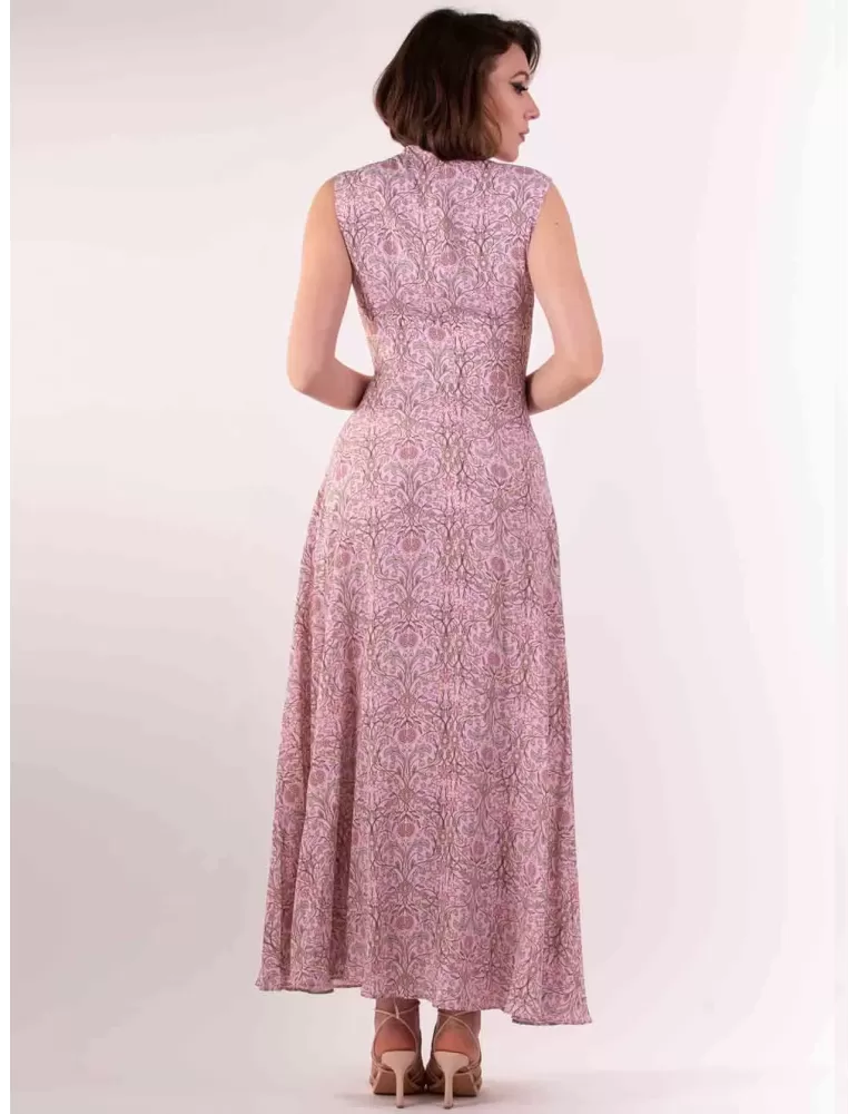 Maesta pink liberty silk formal wide long dress