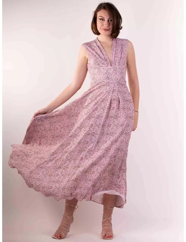 Maesta Milano 2023 | Plus size pink floral silk long dress