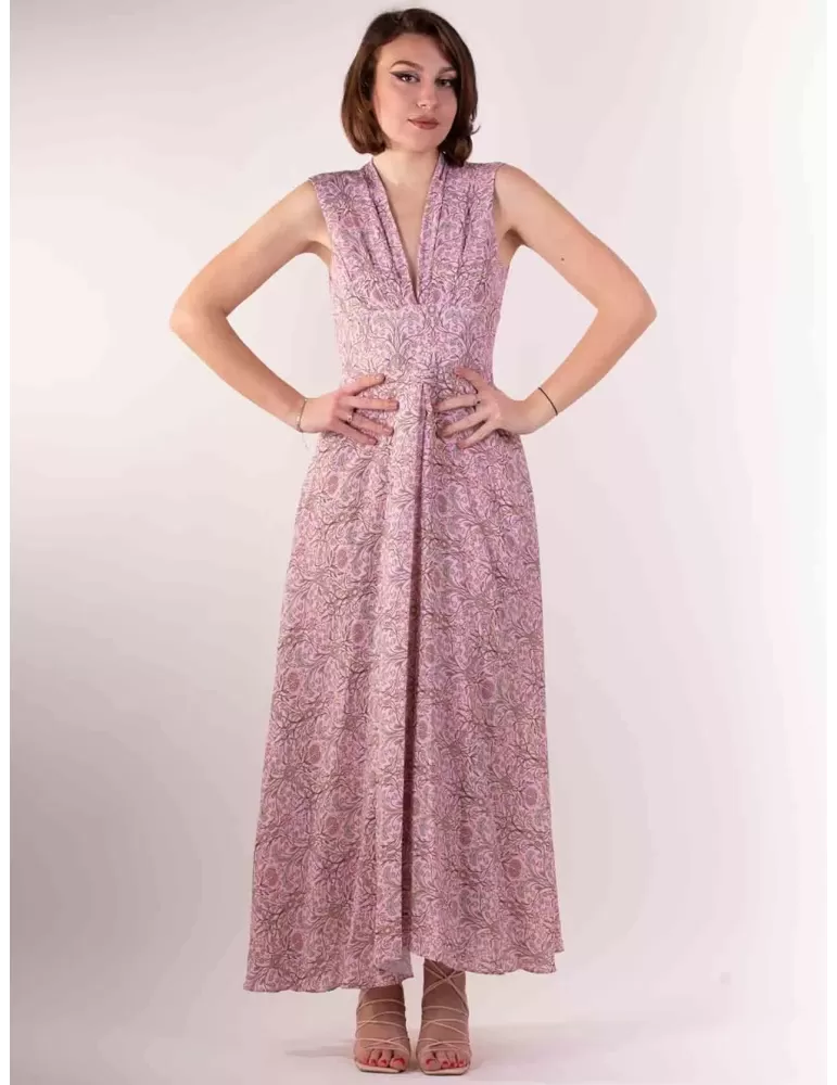 Maesta pink liberty silk formal wide long dress