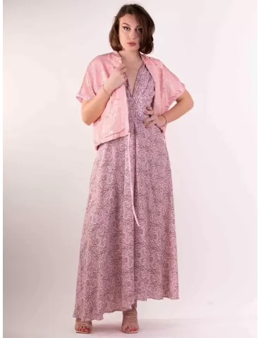 Maesta pink liberty silk formal wide long dress 2