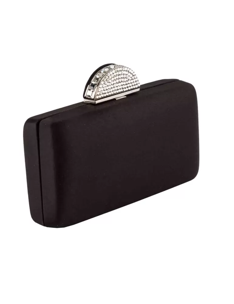 Anna Cecere black silk purse formal bag with jewel closure