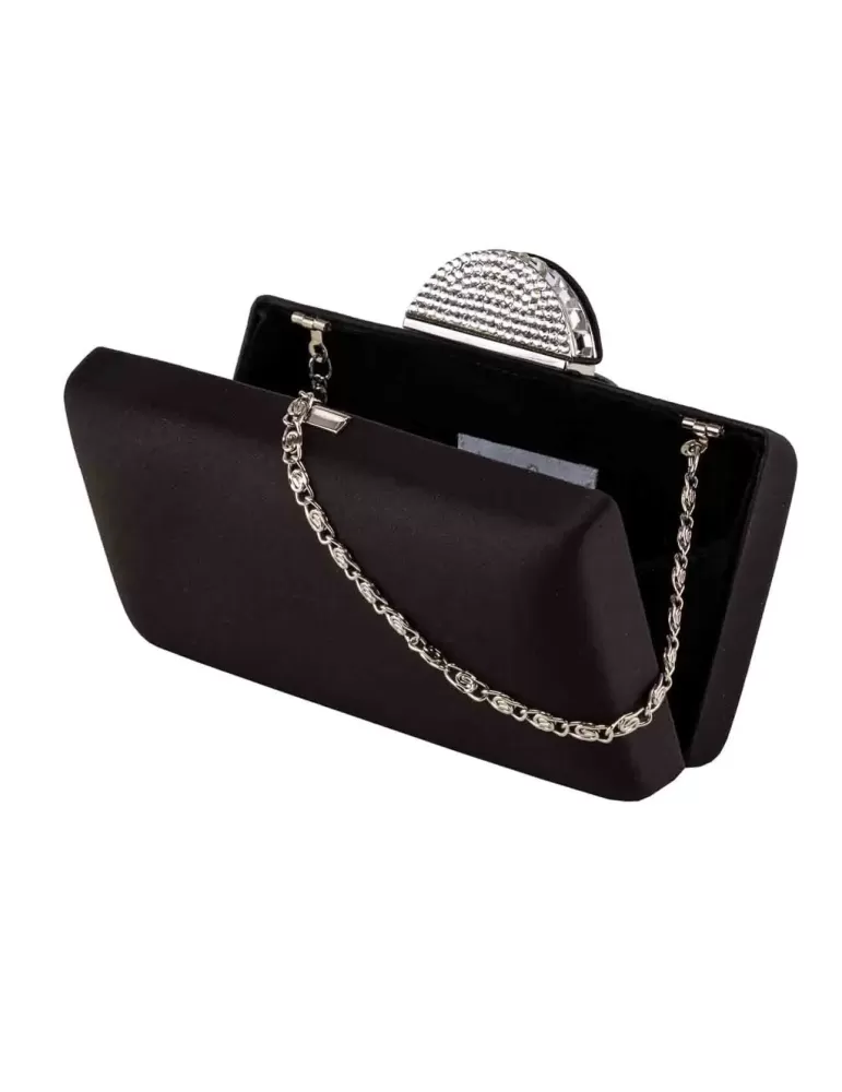 Anna Cecere bags | Borsa piccola raso nero chiusura strass ac5140