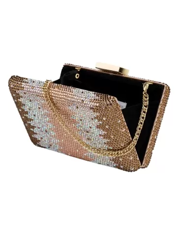 Anna Cecere bags | Borsa gioiello in raso oro rosa e strass aca 052 2