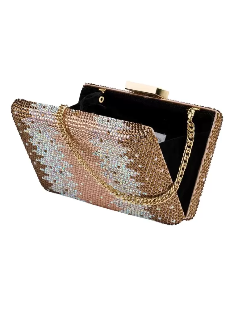 Anna Cecere bags | Borsa gioiello in raso oro rosa e strass aca 052