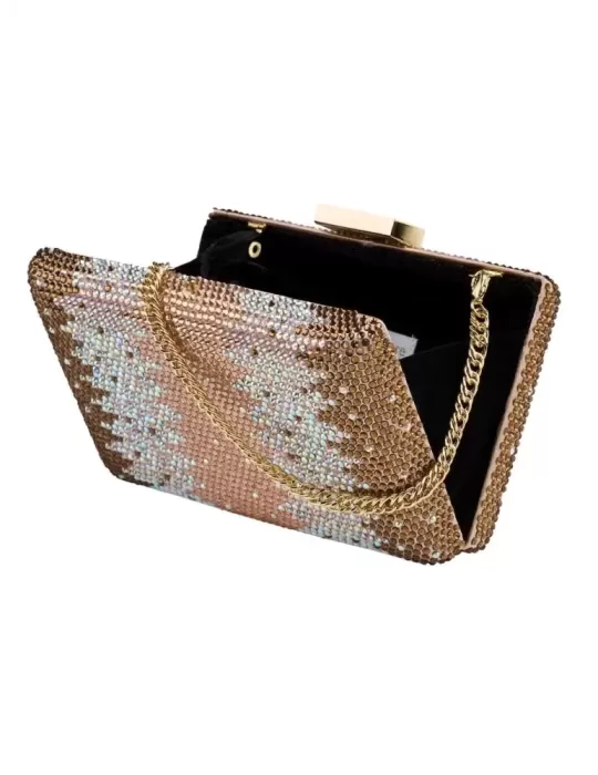 Anna Cecere bags | Borsa gioiello in raso oro rosa e strass aca 052