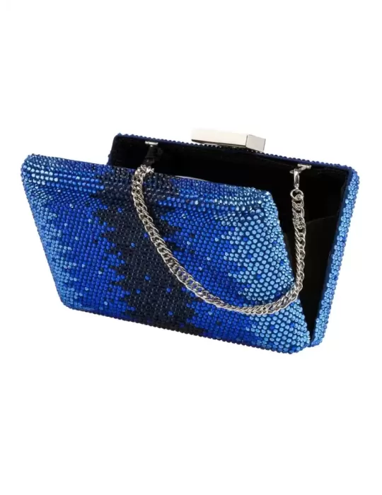 Anna Cecere bags | Borsa gioiello in raso azzurro e strass aca 052