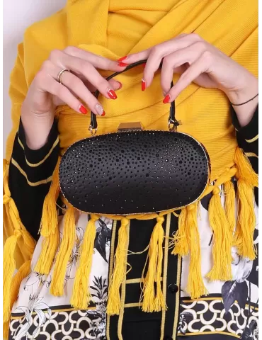 Anna Cecere bags | Borsa cerimonia ovale in raso nero e strass aca0113 2