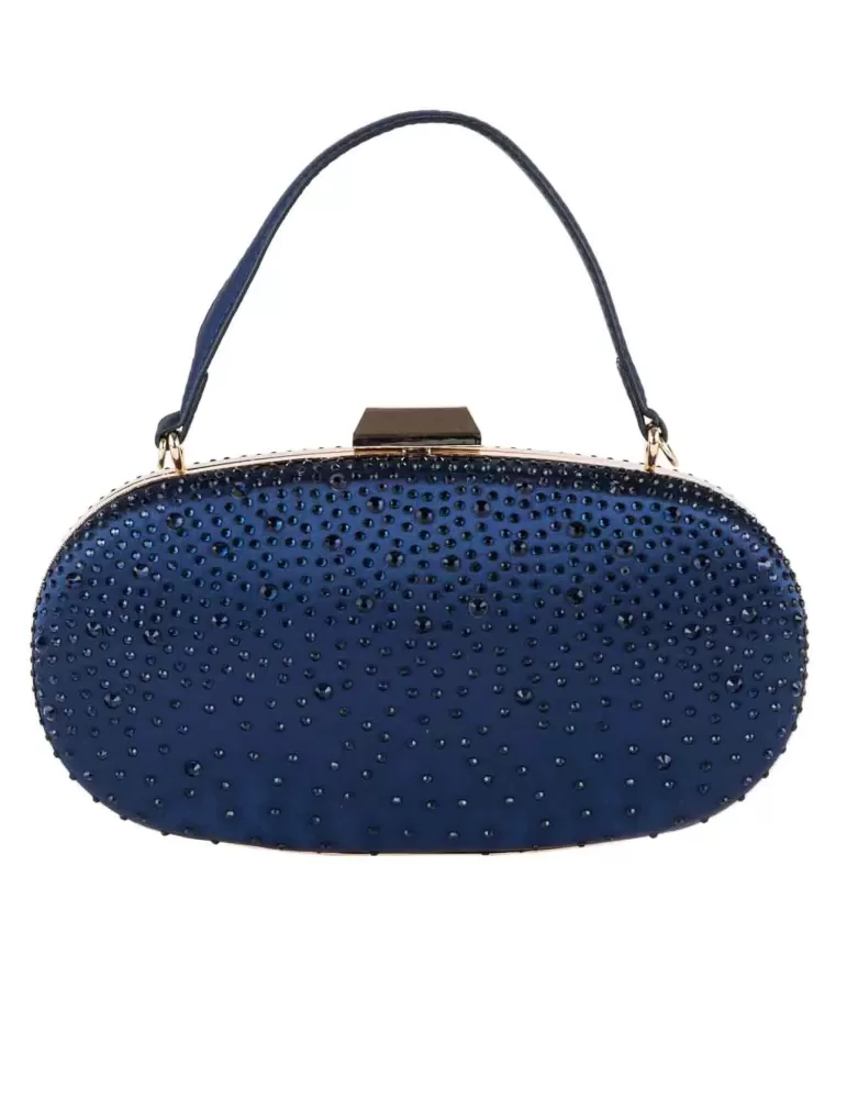 Anna Cecere dark blue silk purse formal bag with rhinestones Anna Cecere dark blue silk purse formal bag with rhinestones
