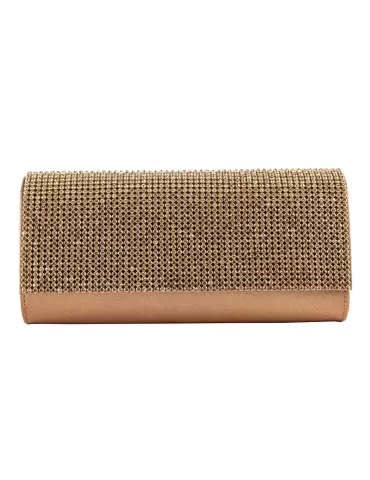 Anna Cecere bags | Borsa baguette raso bronzo con strass ac5093