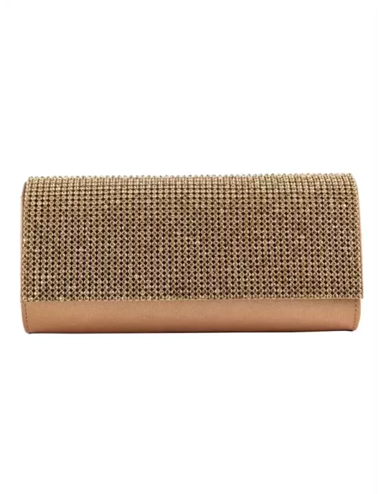 Bronze silk purse jewel baguette bag with rhinestones Bronze silk purse jewel baguette bag with rhinestones