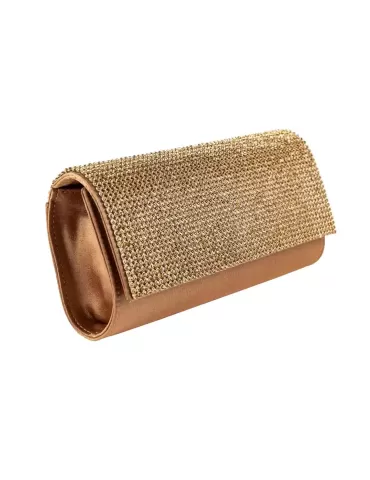 Bronze golden silk jewel baguette bag rhinestones | Anna Cecere ac5093 2