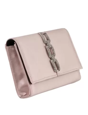 Anna Cecere bags | Borsa gioiello raso rosa e catena di strass aca630 2