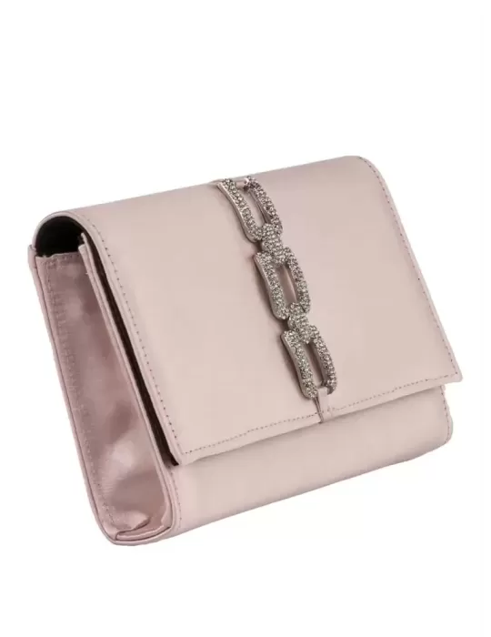 Anna Cecere bags | Borsa gioiello raso rosa e catena di strass aca630