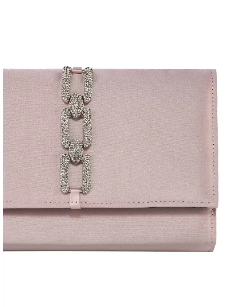 Anna Cecere bags | Borsa gioiello raso rosa e catena di strass aca630