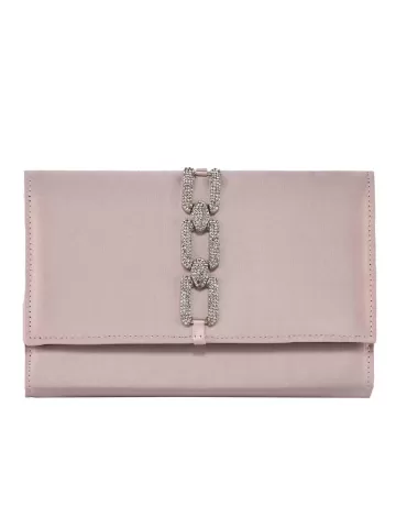 Anna Cecere bags | Borsa gioiello raso rosa e catena di strass aca630