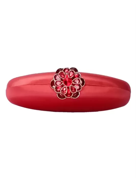 Anna Cecere aca632 coral red silk jewel clutch evening bag