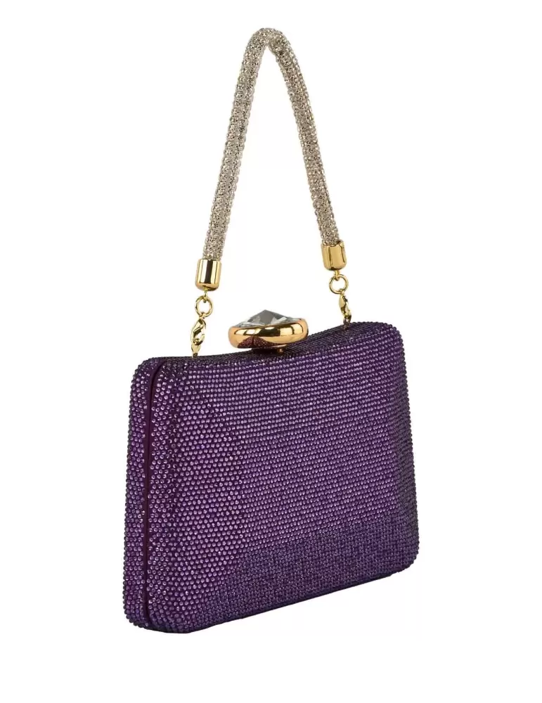 Anna Cecere purple purse jewel bag with shiny chain