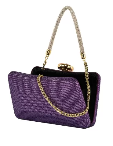 Anna Cecere purple purse jewel bag with shiny chain 2