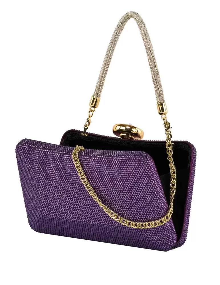 Anna Cecere purple purse jewel bag with shiny chain