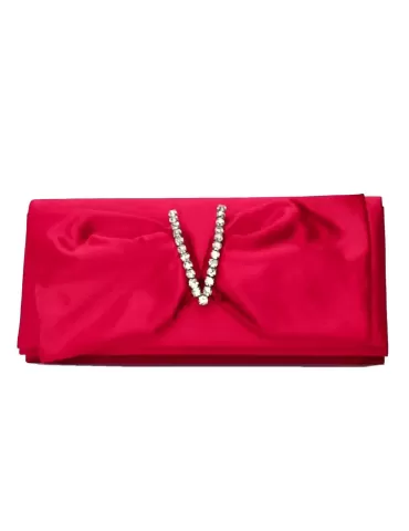 Anna Cecere red silk purse formal bag with ribbon