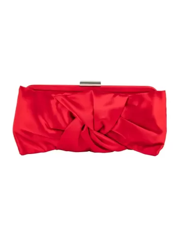 Anna Cecere red silk purse formal bag with ribbon