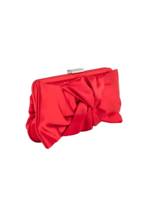 Anna Cecere bags | Borsa cerimonia in raso rosso con fiocco acx 693