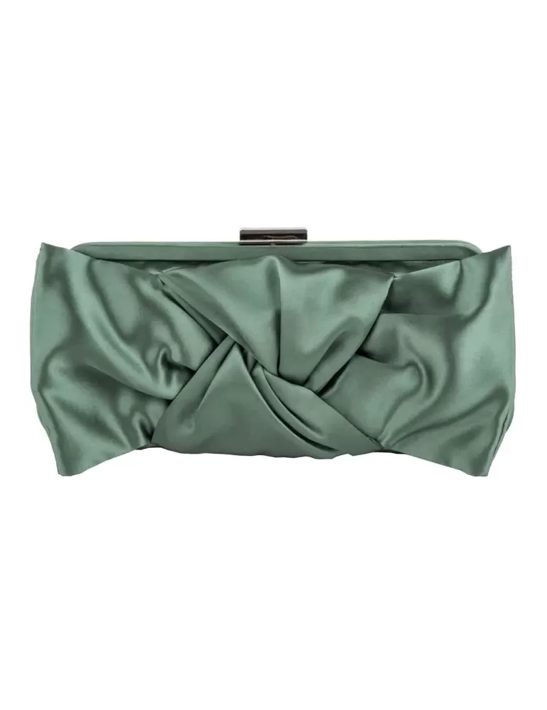 Anna Cecere green silk clutch purse formal bag with ribbon Anna Cecere green silk clutch purse formal bag with ribbon