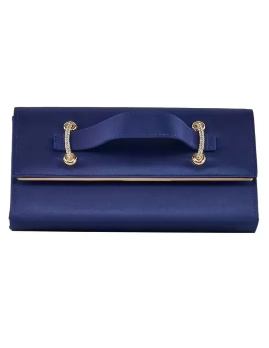 Anna Cecere bags | Borsa gioiello raso blu con maniglia e strass Anna Cecere bags | Borsa gioiello raso blu con maniglia e strass